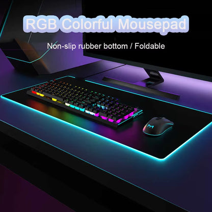 RGB Mouse Pad Keyboard Cover Desk-Mat Large Gaming Mouse Pad Multi-Size Colorful LED Computer Gamer Mousepad Waterproof Desk Mat